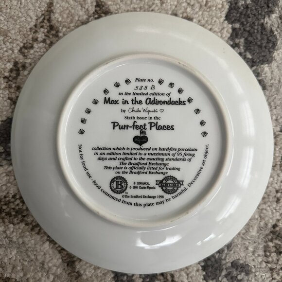 Bradford Exchange Purr-Fect Places Cat Plates w/Hanger - MAX IN THE ADIRONDACKS - Picture 4 of 4